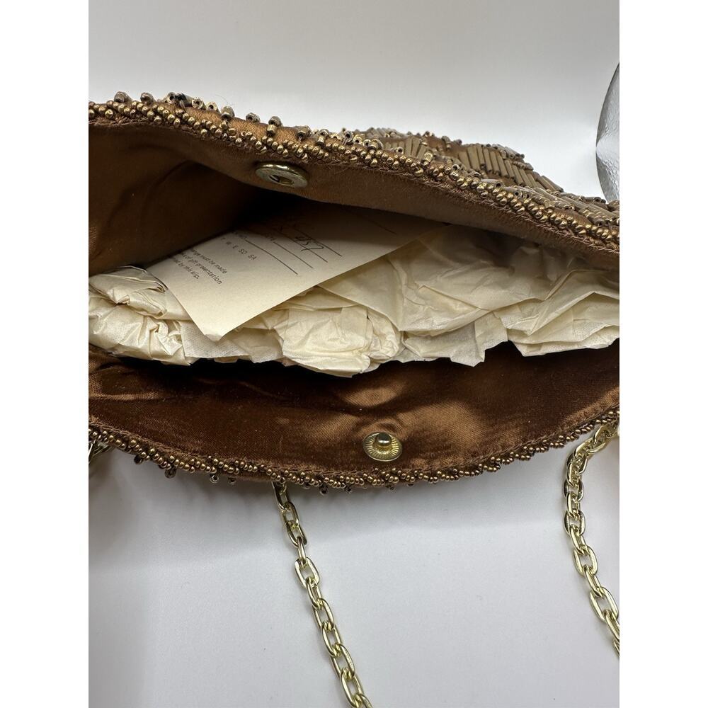 NWT Vintage Evening Purse, Copper Beads, Gold Chain, Size 4ins X 7 Ins - Picture 3 of 6